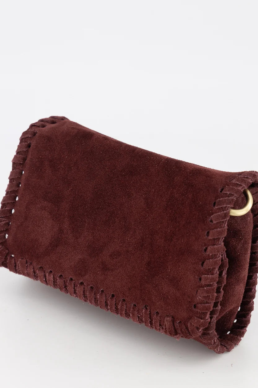 Romee - Suede - Crossbody tas - Burgundy - D58B - Bronskleurig